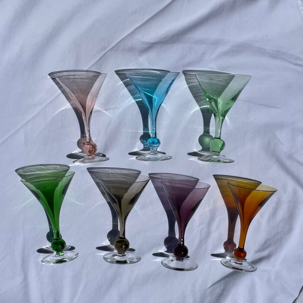 Vintage Multicolor Martini Glasses